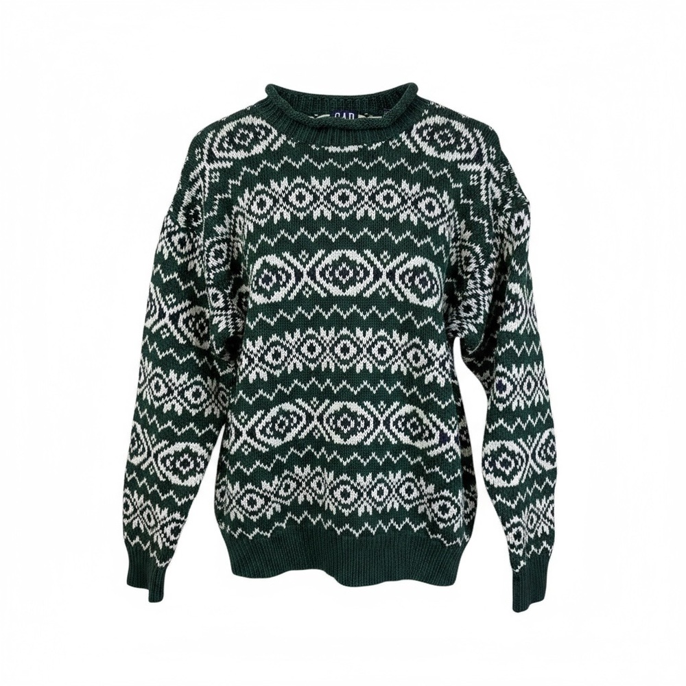 Vintage 90s GAP Chunky Cable Knit 100% Cotton Sweater Size Large